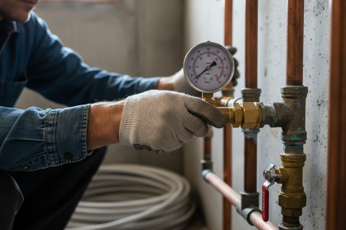 Pressure testing a repaired line during Water Line Repair in Albion